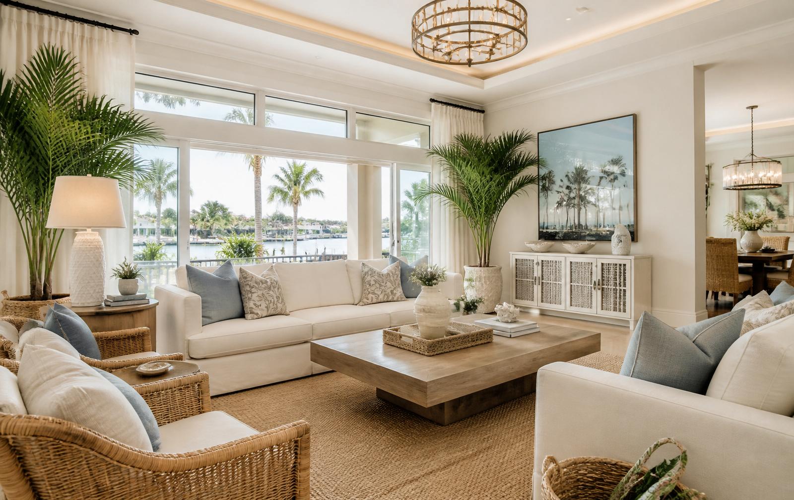 Calm, decluttered living space in a Palm Beach County home